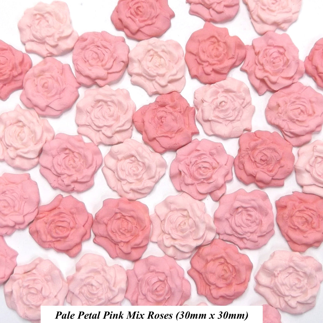 12 Pale Petal Pink Mix Medium Sugar Roses