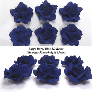 Non-Wired Large 3D Royal Blue Sugar Roses