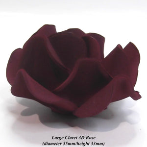 Large Burgundy Claret Red 3D Sugar Roses