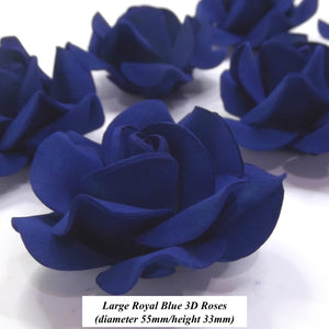 Non-Wired Large 3D Royal Blue Sugar Roses