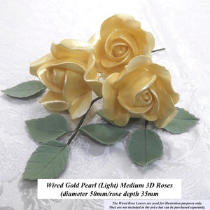 Wired Light Gold Pearl 3D Sugar Roses