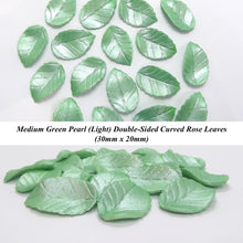 Curved Rose Leaves Medium 30mm Green White Ivory Pearl Rose Gold Silver