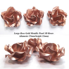 Non-Wired Large 3D Rose Gold Metallic Pearl Sugar Roses