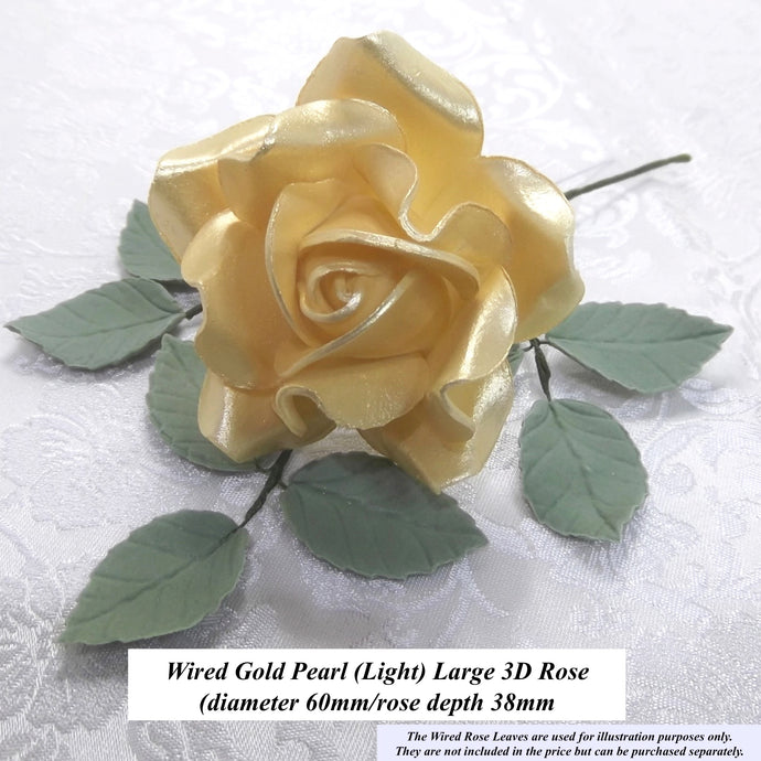 Wired Light Gold Pearl 3D Sugar Roses