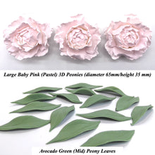Pastel Baby Pink 3D Non-Wired Large Sugar Peonies & Leaves