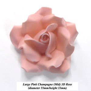 Non-Wired Large 3D Pink Champagne Sugar Roses