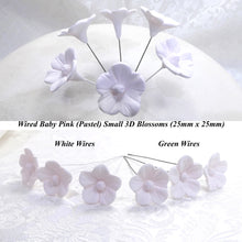 12 Wired Pastel Baby Pink 3D Blossoms 25mm diameter