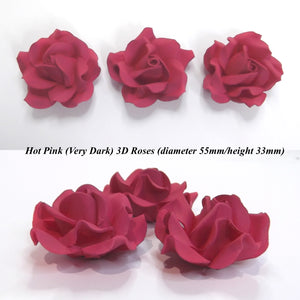Hot Pink Roses Wedding Cake Birthday Cake Decorations Non-Wired Large Sugar Roses