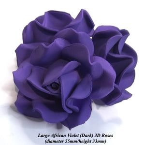 Bright Purple Violet Sugar Roses 55mm NON-WIRED