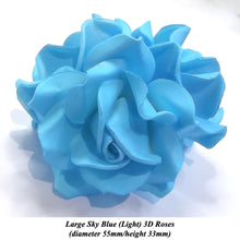 Large Sky Blue 3D Roses Wedding Cake Decorations