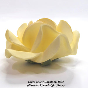 Non-Wired Large 3D Light Yellow Sugar Roses