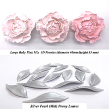 Pink Mix 3D Non-Wired Large Sugar Peonies & Leaves