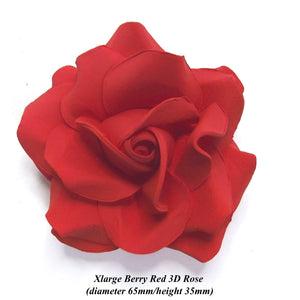 Berry Red 3D Sugar Roses 5 Sizes
