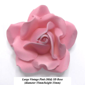 Non-Wired Large 3D Deep Vintage Pink Sugar Roses
