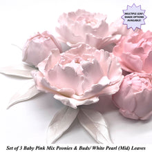 Pink Mix 3D Non-Wired Large Sugar Peonies, Buds & Leaves