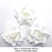 Non-Wired XLarge++ (Grand) 3D White Sugar Roses Standard Petal 95mm