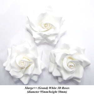 Non-Wired XLarge++ (Grand) 3D White Sugar Roses Standard Petal 95mm