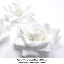 Non-Wired XLarge++ (Grand) 3D White Sugar Roses Standard Petal 95mm