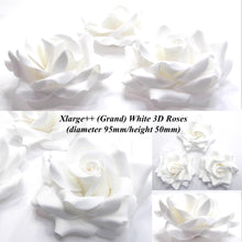 Non-Wired XLarge++ (Grand) 3D White Sugar Roses Standard Petal 95mm