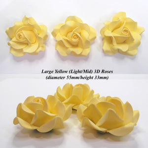 Non-Wired Large 3D Yellow Sugar Roses