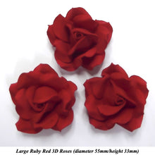 Ruby Red 3D Sugar Roses Ruby Wedding Cake Edible Flowers Cake Decorations 4 Sizes