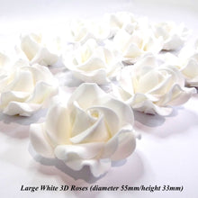 Non-Wired Large 3D White Sugar Roses