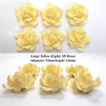 Non-Wired Large 3D Light Yellow Sugar Roses