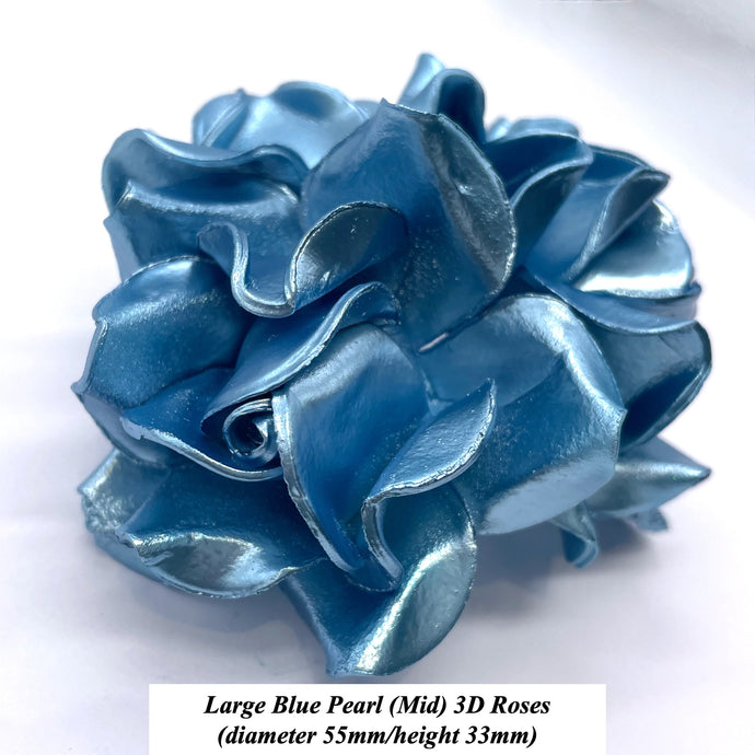 Non-Wired Large Mid Blue Pearl Sugar Roses