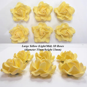 Non-Wired Large 3D Yellow Sugar Roses
