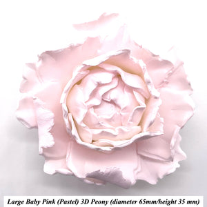 Pastel Baby Pink 3D Non-Wired Large Sugar Peonies & Leaves