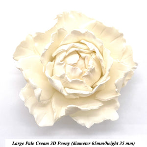 Pale Cream 3D Non-Wired Large Sugar Peonies, Buds & Leaves