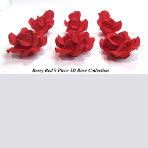 Berry Red 3D Sugar Roses 5 Sizes