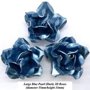 Non-Wired Large Dark Blue Pearl Sugar Roses