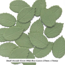 Rose Leaves Small 25mm or Medium 30mm Green White Ivory Pearl Rose Gold Silver