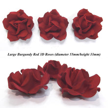Large Berry Ruby Burgundy Red 3D Sugar Roses