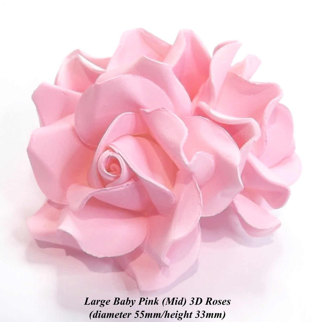 Non-Wired Large 3D Mid Baby Pink Sugar Roses