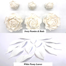 Ivory 3D Non-Wired Large Sugar Peonies, Buds & Leaves