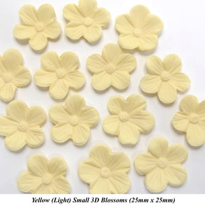 12 Light Yellow 3D Blossoms 25mm diameter