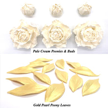 Pale Cream 3D Non-Wired Large Sugar Peonies, Buds & Leaves