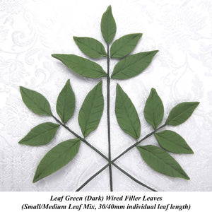Wired Green Filler Leaves sugar leaves Small/Medium 30/40mm mix
