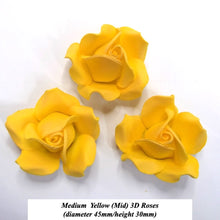 Bright Yellow 3D Sugar Roses 5 Sizes