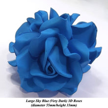 Large Deep Sky Blue 3D Roses Wedding Cake Decorations