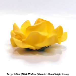 Bright Yellow 3D Sugar Roses 5 Sizes