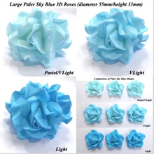 Non-Wired Large 3D Pale Sky Blue Sugar Roses