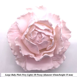 Pale Baby Pink 3D Non-Wired Large Sugar Peonies & Leaves