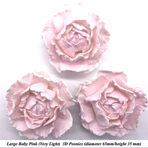 Pale Baby Pink 3D Non-Wired Large Sugar Peonies