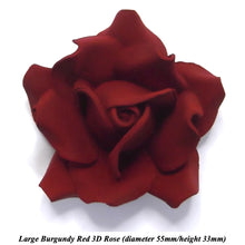 Burgundy Red 3D Sugar Roses 5 Sizes