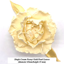 Cream 3D Non-Wired Large Sugar Peonies & Leaves