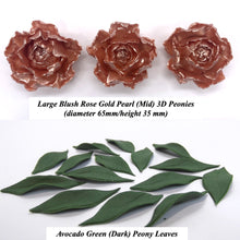 Rose Gold Pearl 3D Non-Wired Large Sugar Peonies & Leaves