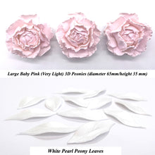 Pale Baby Pink 3D Non-Wired Large Sugar Peonies & Leaves